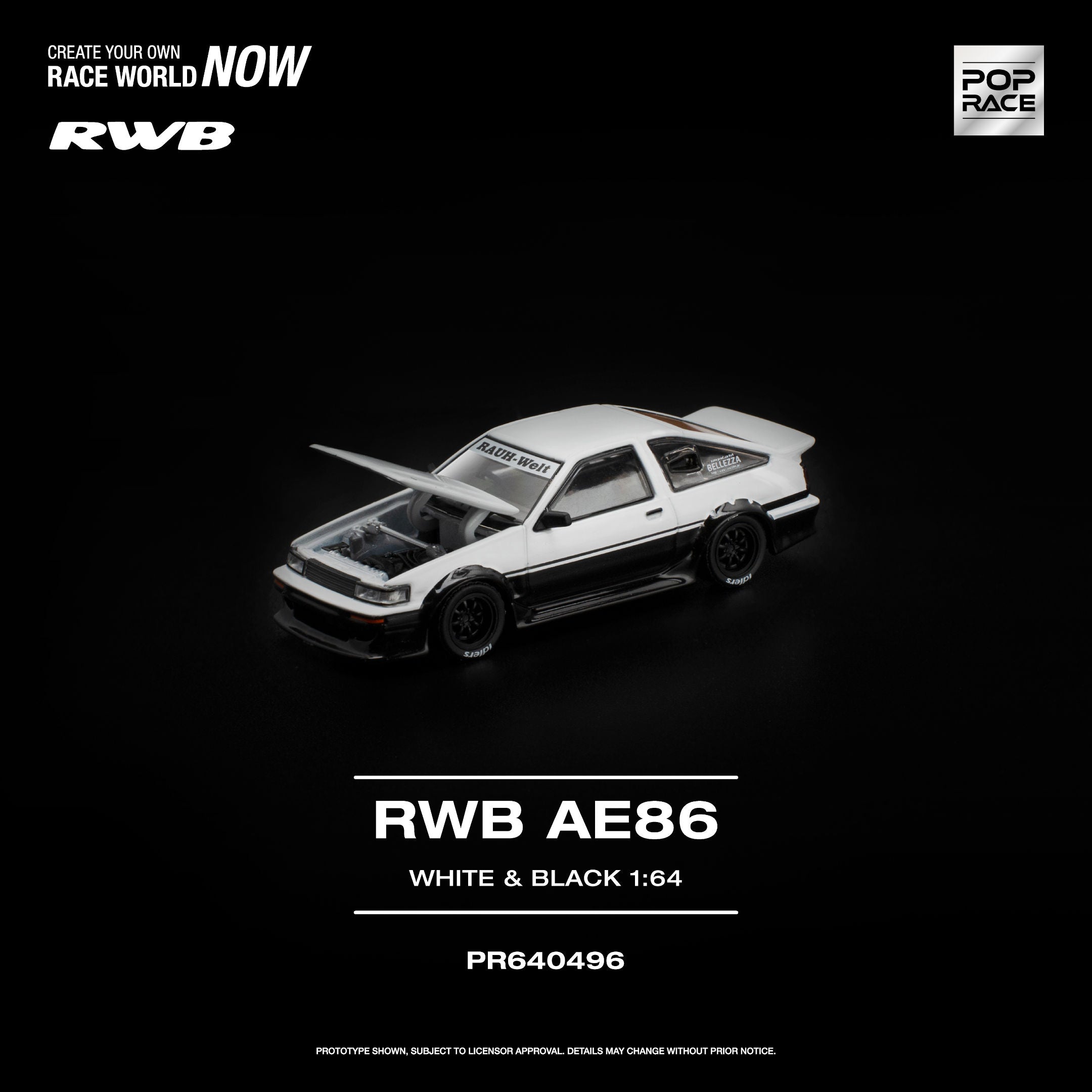 Pop Race RWB AE86 White Black 1:64 Model – Kai's Kollectibles